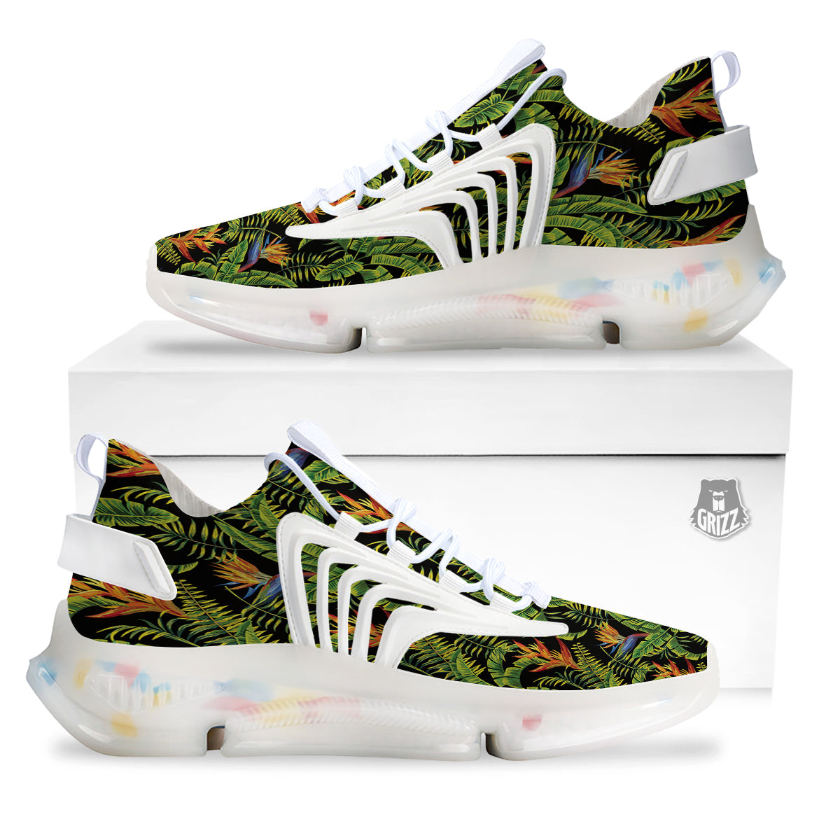 Hawaiian Banana Leaf Print Pattern White Gym Shoes-grizzshop