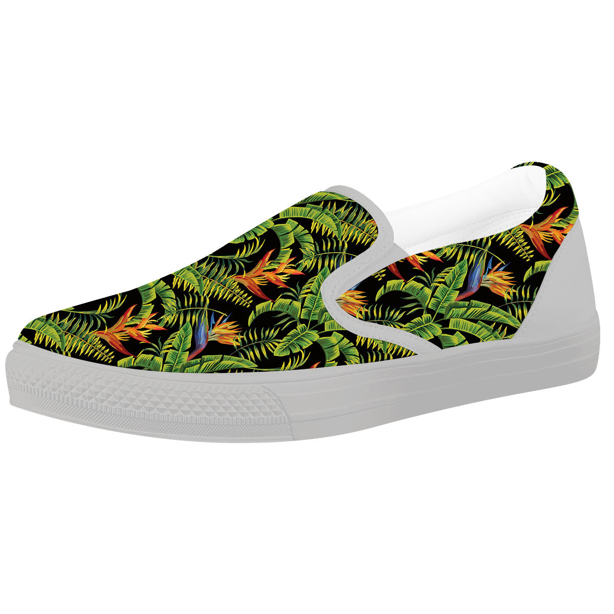 Hawaiian Banana Leaf Print Pattern White Slip On Shoes-grizzshop