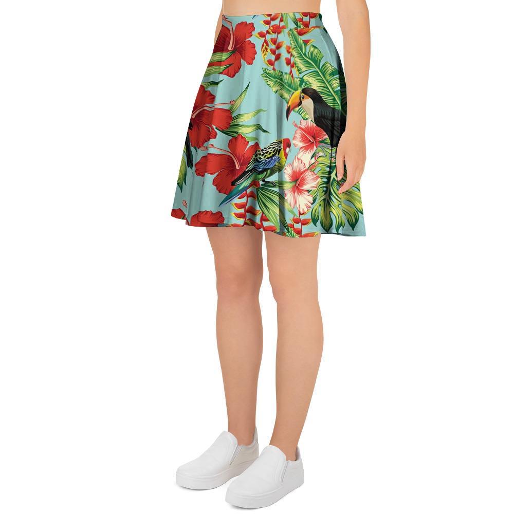Hawaiian Bird Floral Print Women's Skirt-grizzshop