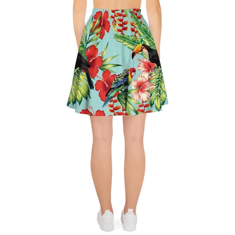 Hawaiian Bird Floral Print Women's Skirt-grizzshop