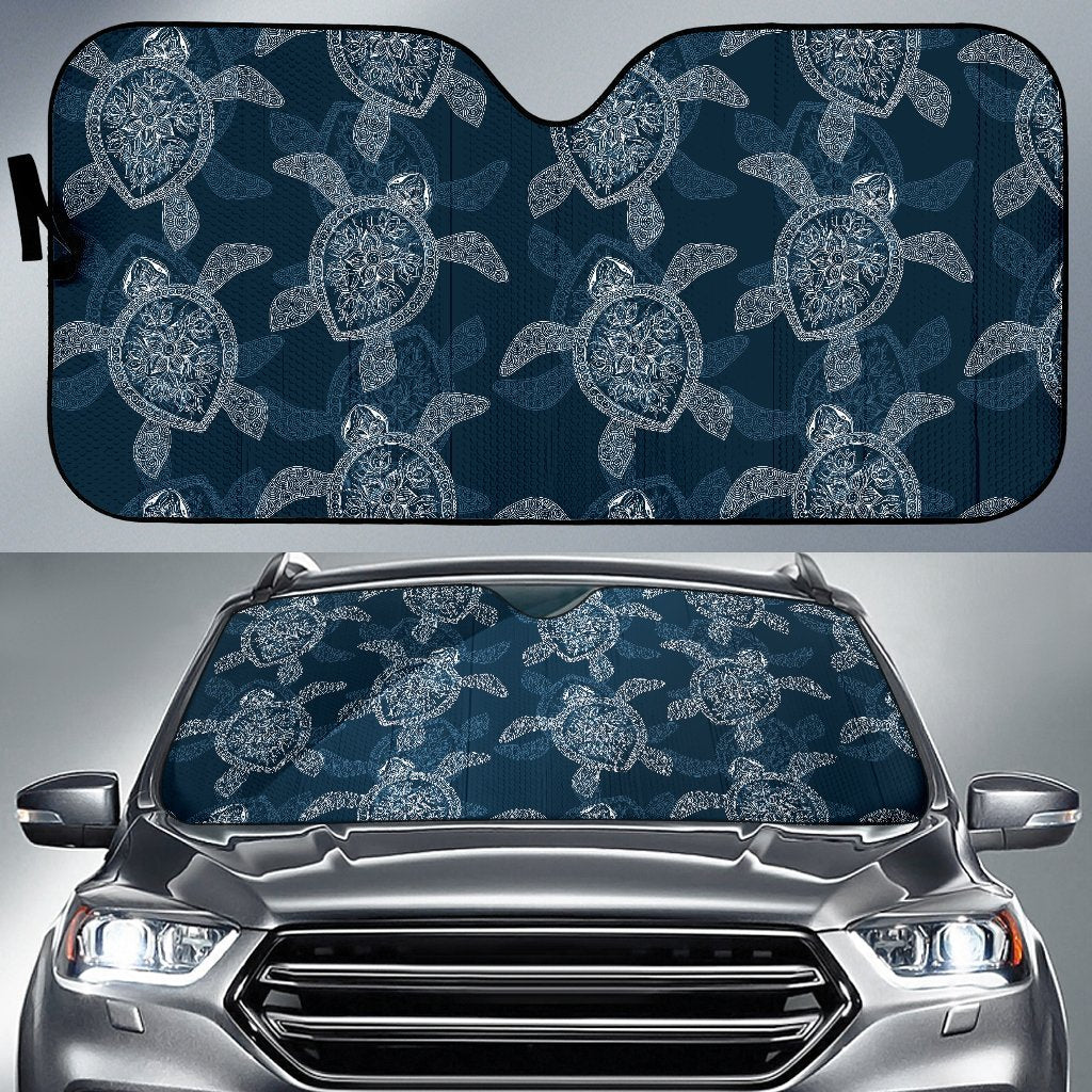 Hawaiian Blue Sea Turtle Pattern Print Car Sun Shade-grizzshop