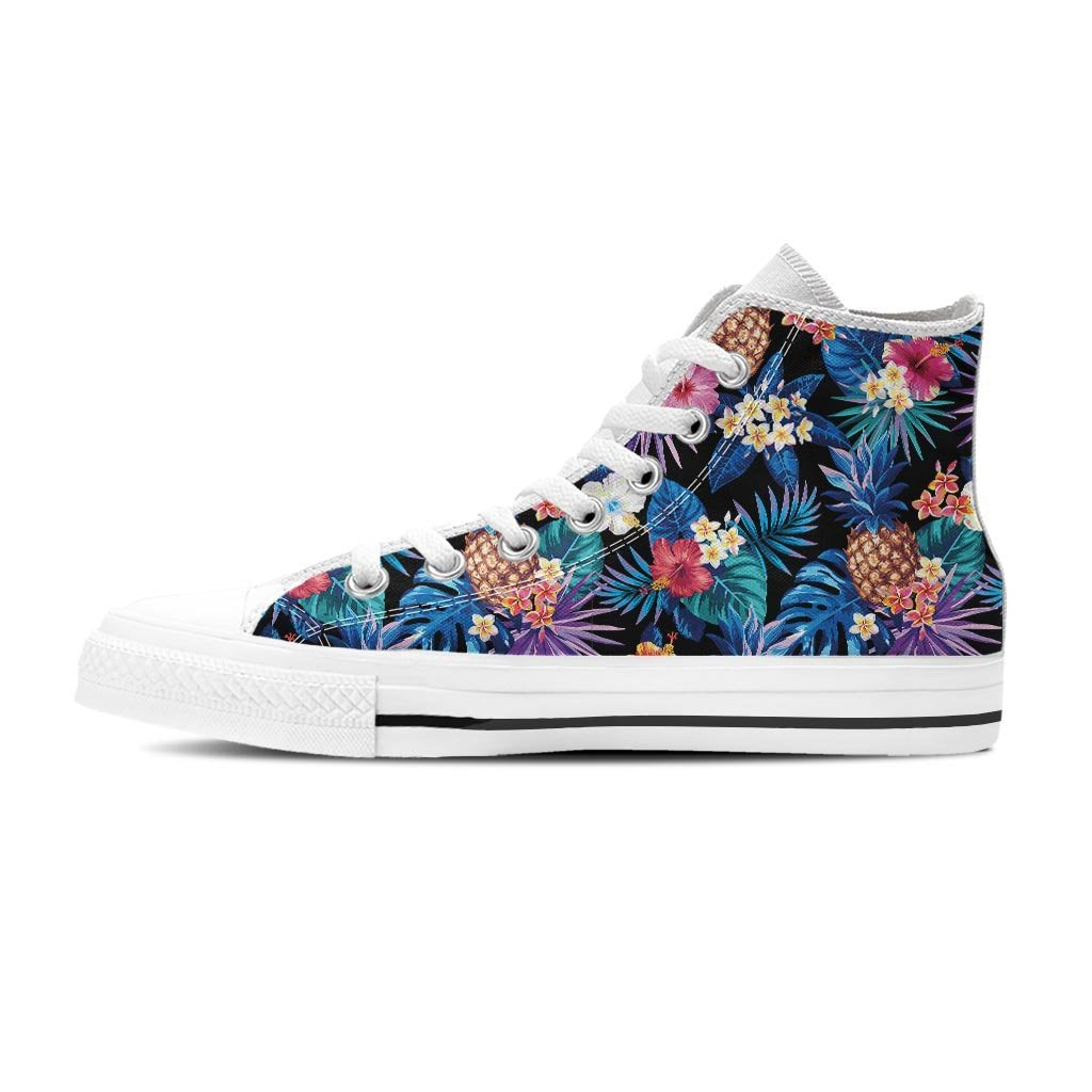 Hawaiian Floral Pineapple Print Women's High Top Shoes-grizzshop