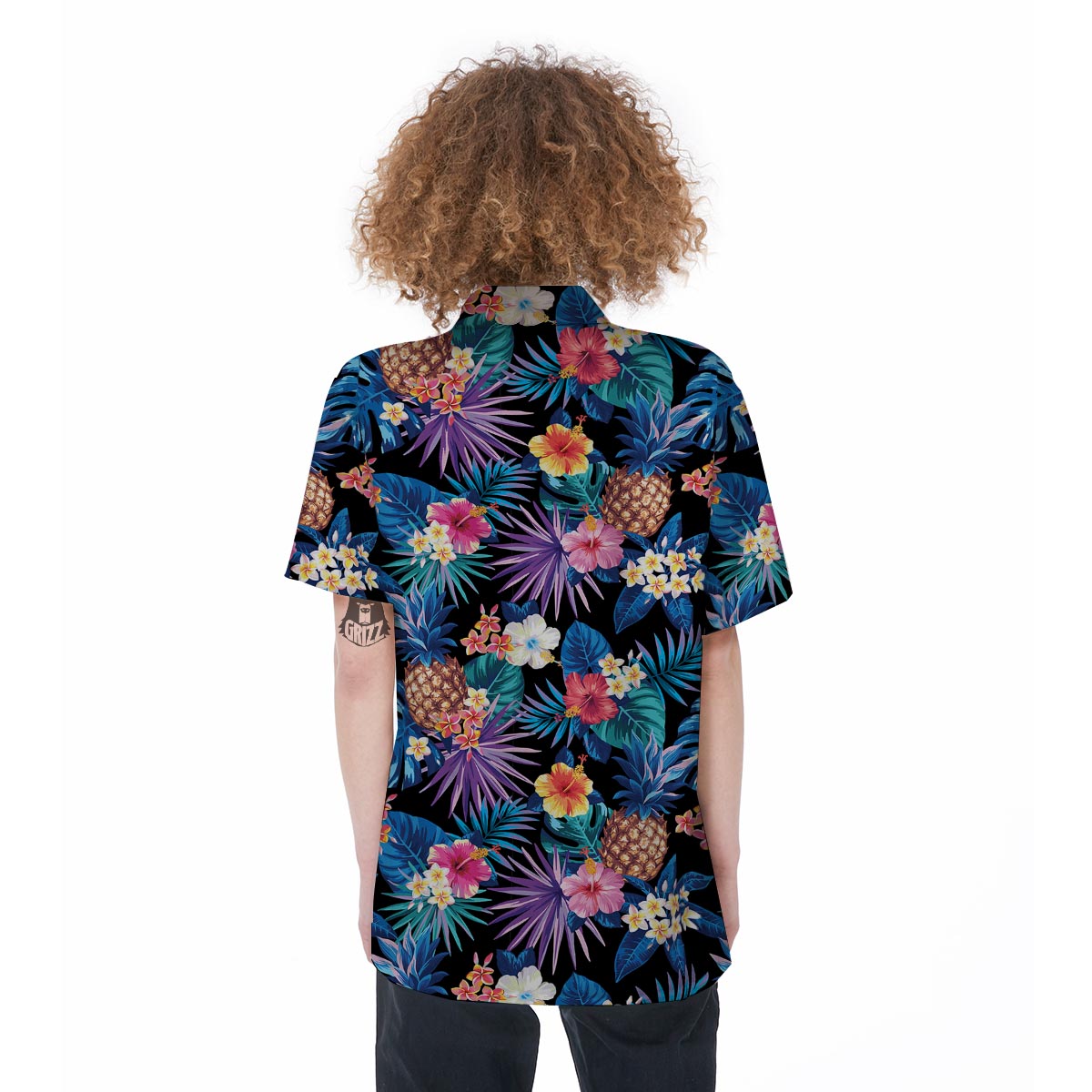 Hawaiian Floral Pineapple Print Women's Short Sleeve Shirts-grizzshop