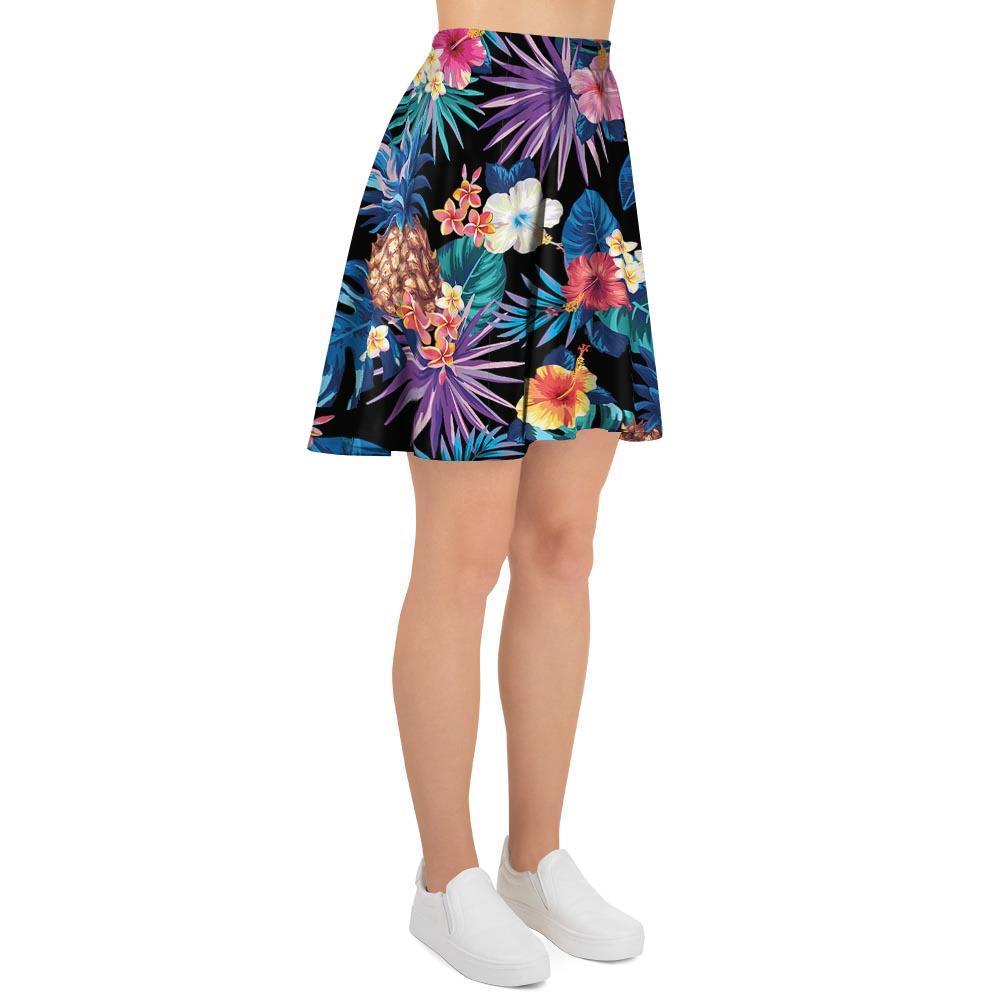 Hawaiian Floral Pineapple Print Women's Skirt-grizzshop