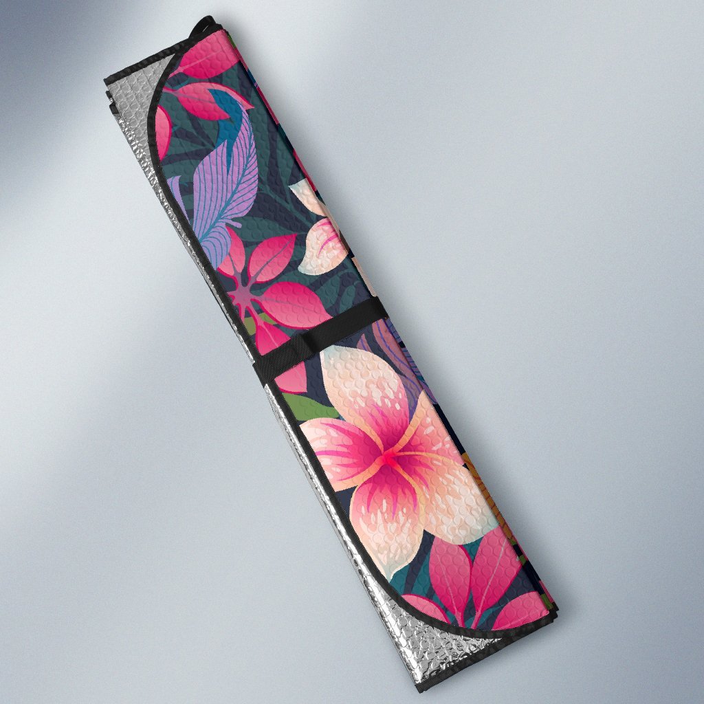Hawaiian Floral Tropical Flower Hibiscus Palm Leaves Pattern Print Car Sun Shade-grizzshop