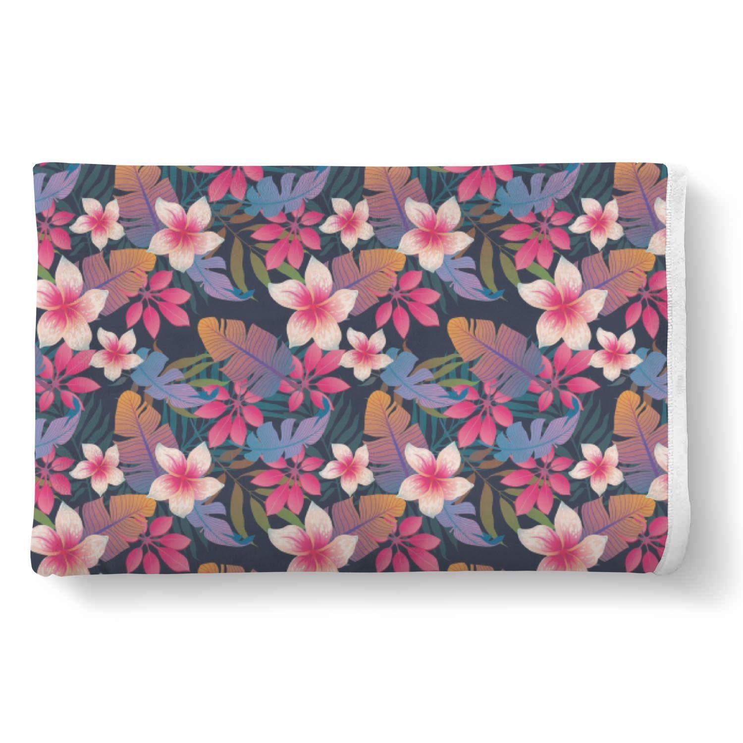 Hawaiian Floral Tropical Flower Hibiscus Palm Leaves Pattern Print Throw Blanket-grizzshop