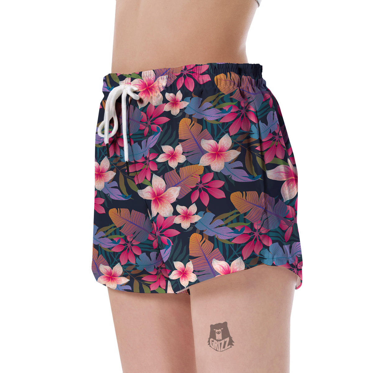 Hawaiian Floral Tropical Flower Hibiscus Palm Leaves Pattern Print Women's Shorts-grizzshop