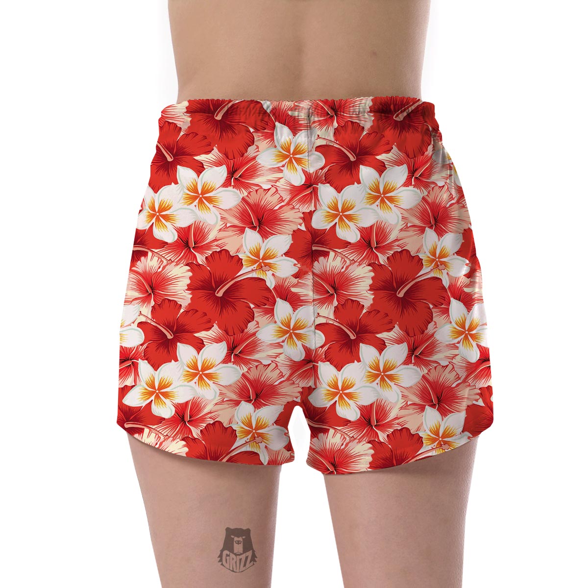 Hawaiian Floral Tropical Flower Red Hibiscus Pattern Print Women's Shorts-grizzshop