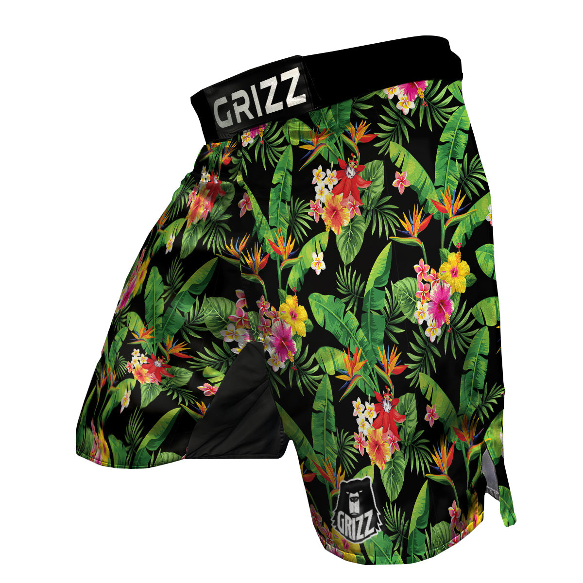 Hawaiian Flower And Tropical Leaf Print Pattern MMA Shorts-grizzshop