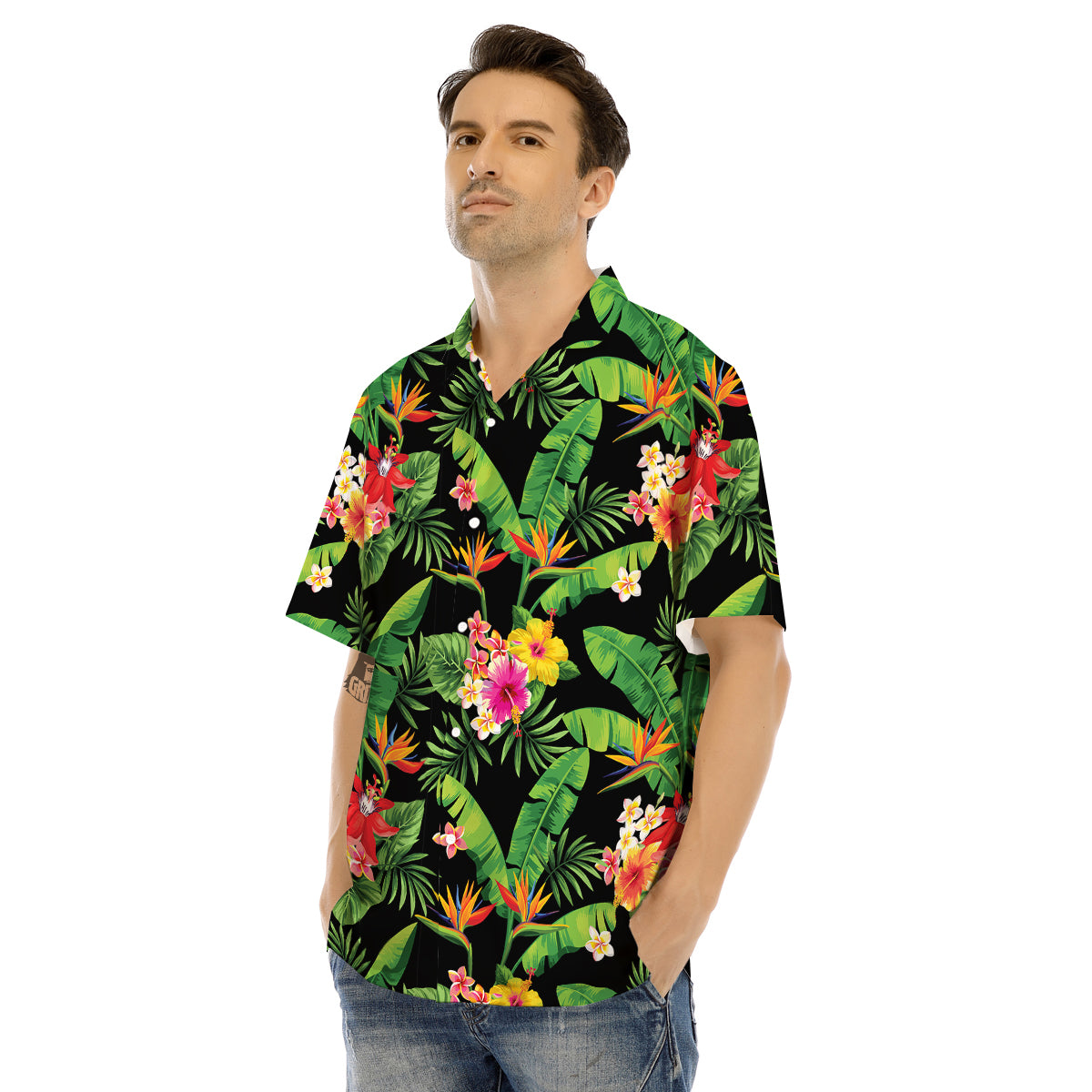 Hawaiian Flower And Tropical Leaf Print Pattern Men's Hawaiian Shirt-grizzshop