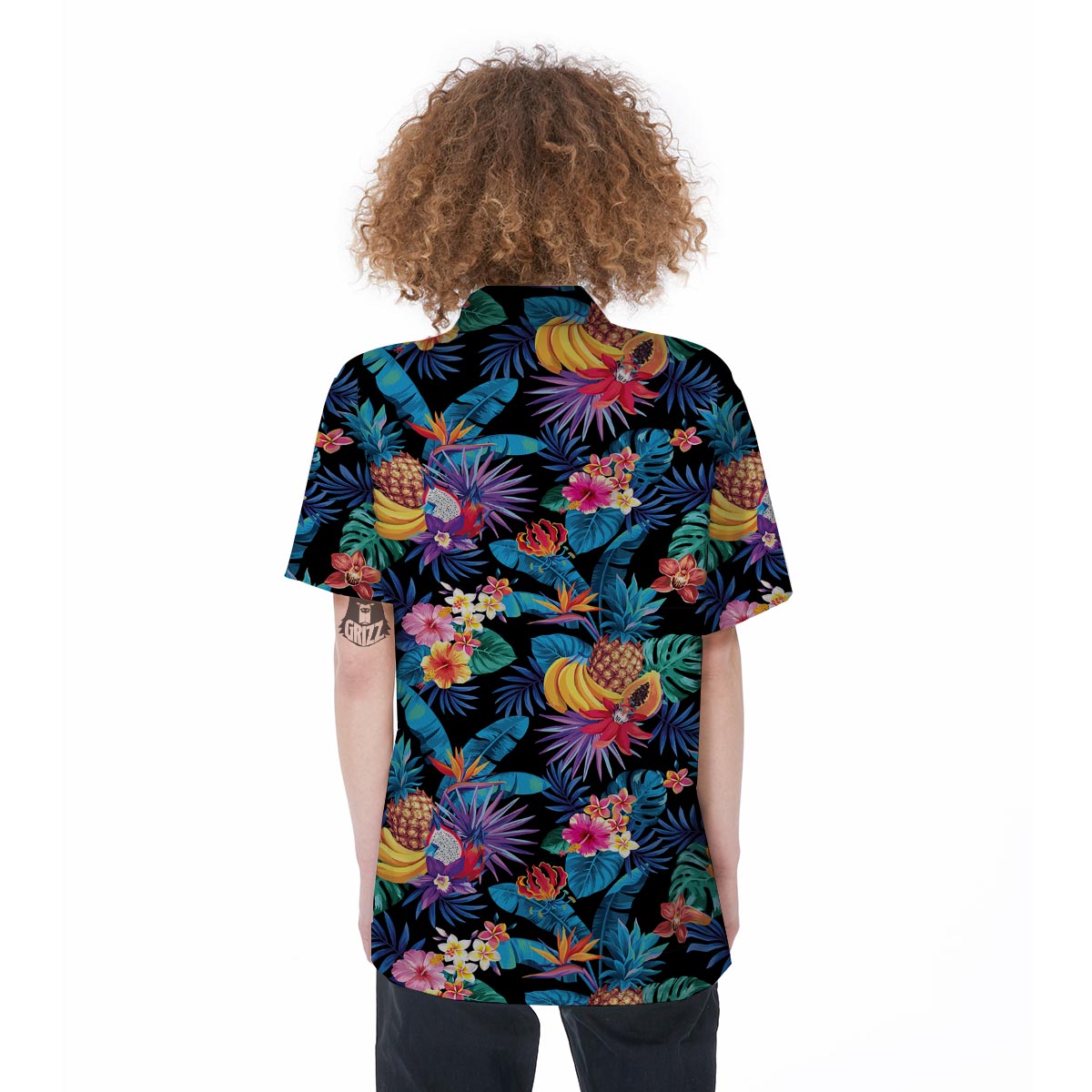 Hawaiian Fruit Tropical Print Women's Short Sleeve Shirts-grizzshop