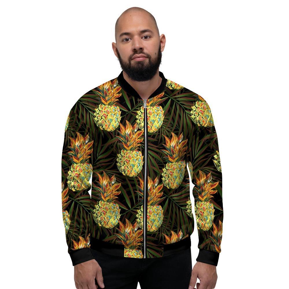 Hawaiian Golden Pineapple Edm Print Men's Bomber Jacket-grizzshop