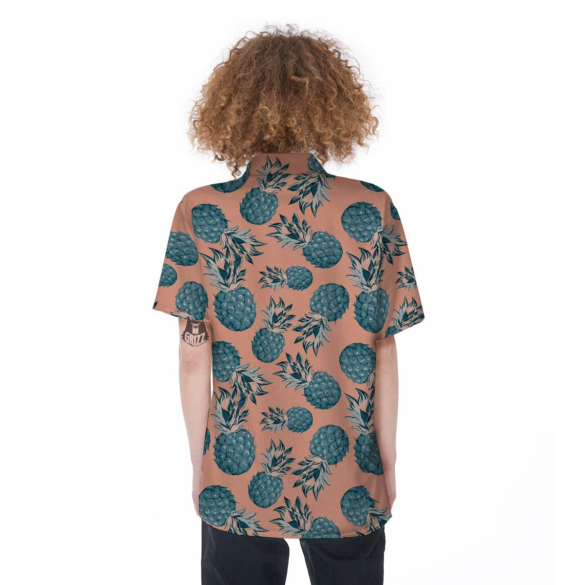 Hawaiian Neon Pineapple Print Women's Short Sleeve Shirts-grizzshop
