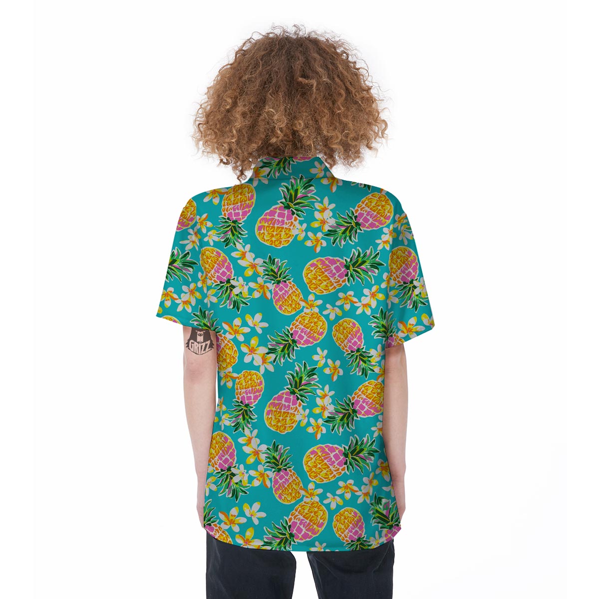 Hawaiian Pineapple Print Women's Short Sleeve Shirts-grizzshop