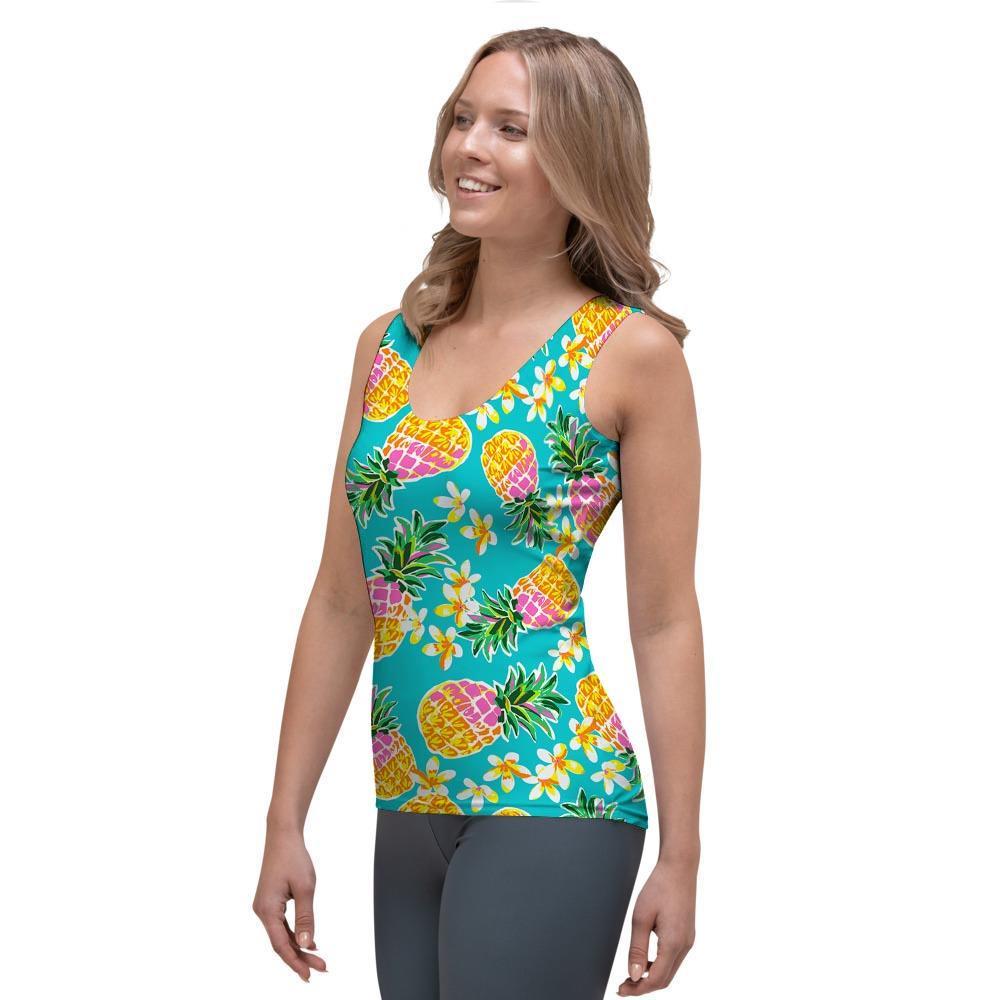Hawaiian Pineapple Print Women's Tank Top-grizzshop