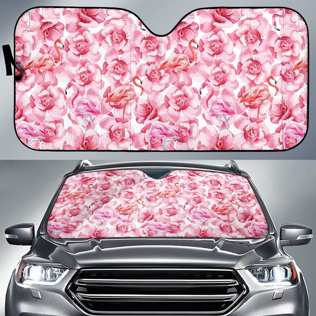 Hawaiian Tropical Flamingo Floral Pattern Print Car Sun Shade-grizzshop