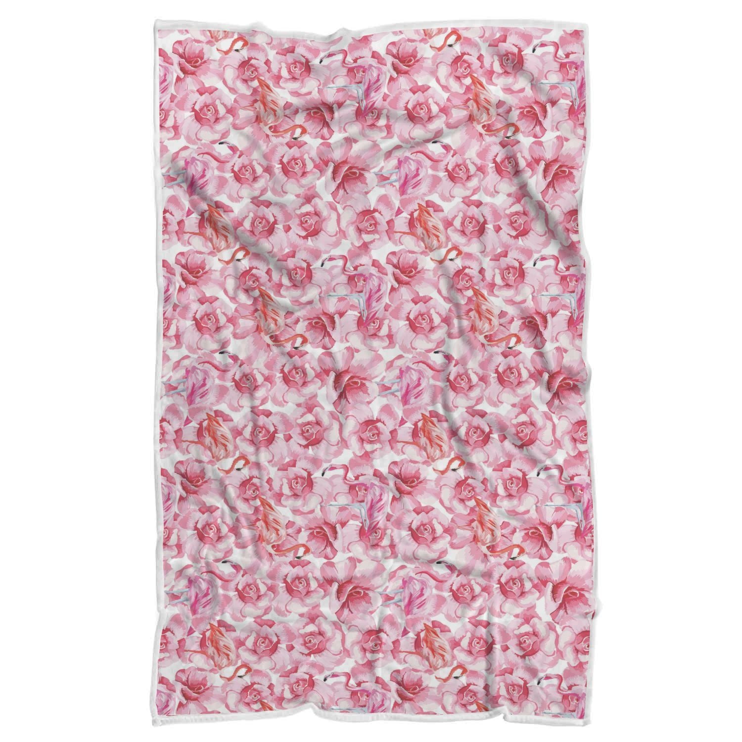 Hawaiian Tropical Flamingo Floral Pattern Print Throw Blanket-grizzshop