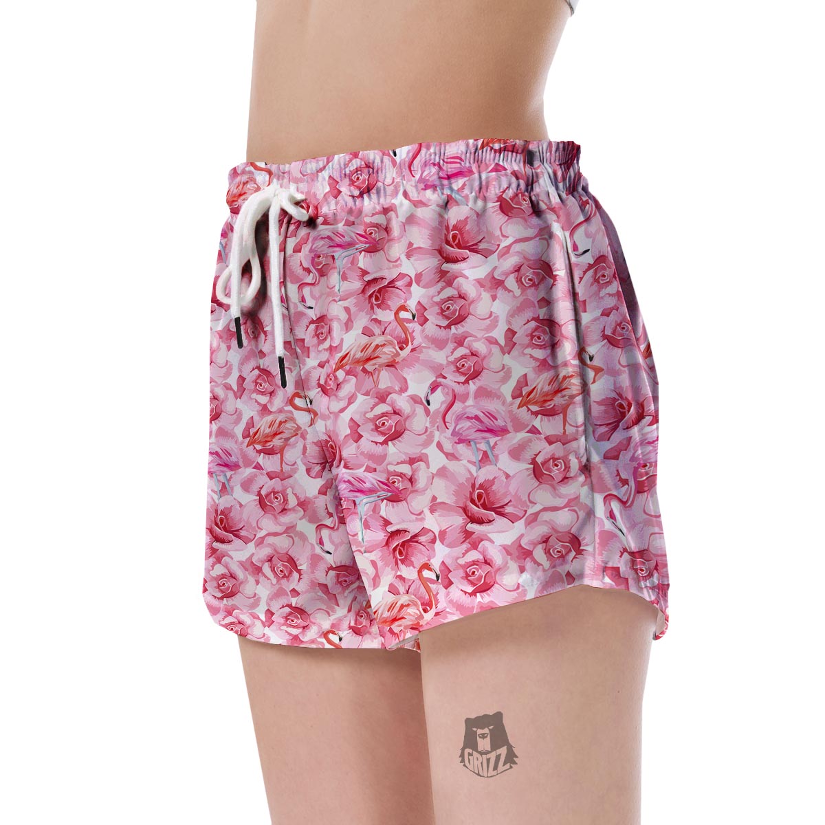 Hawaiian Tropical Flamingo Floral Pattern Print Women's Shorts-grizzshop