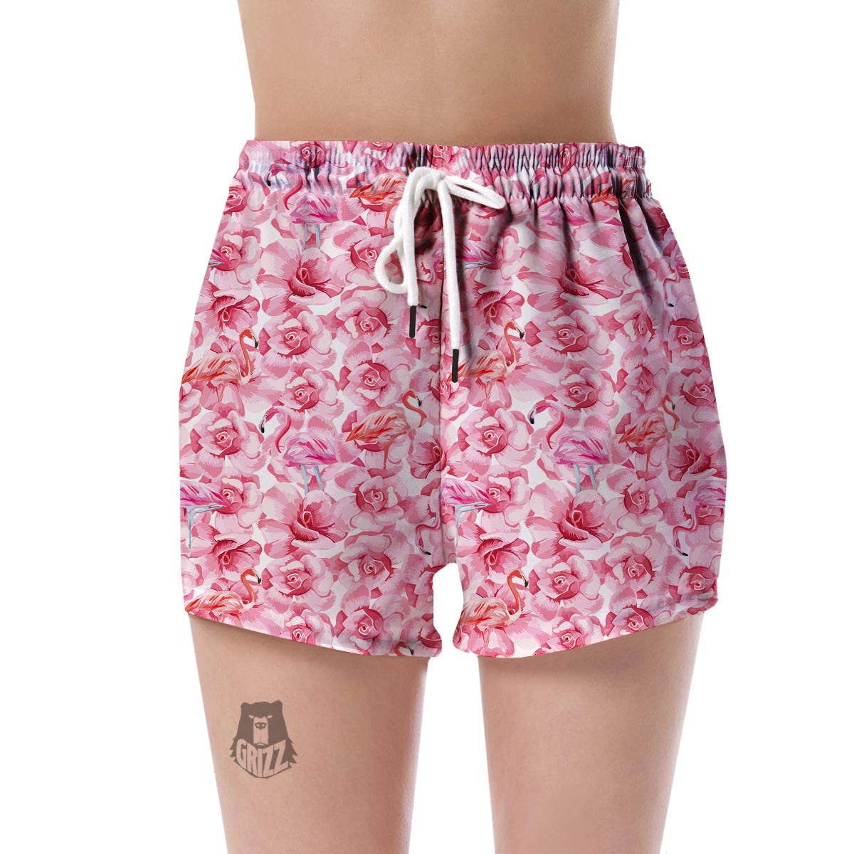 Hawaiian Tropical Flamingo Floral Pattern Print Women's Shorts-grizzshop