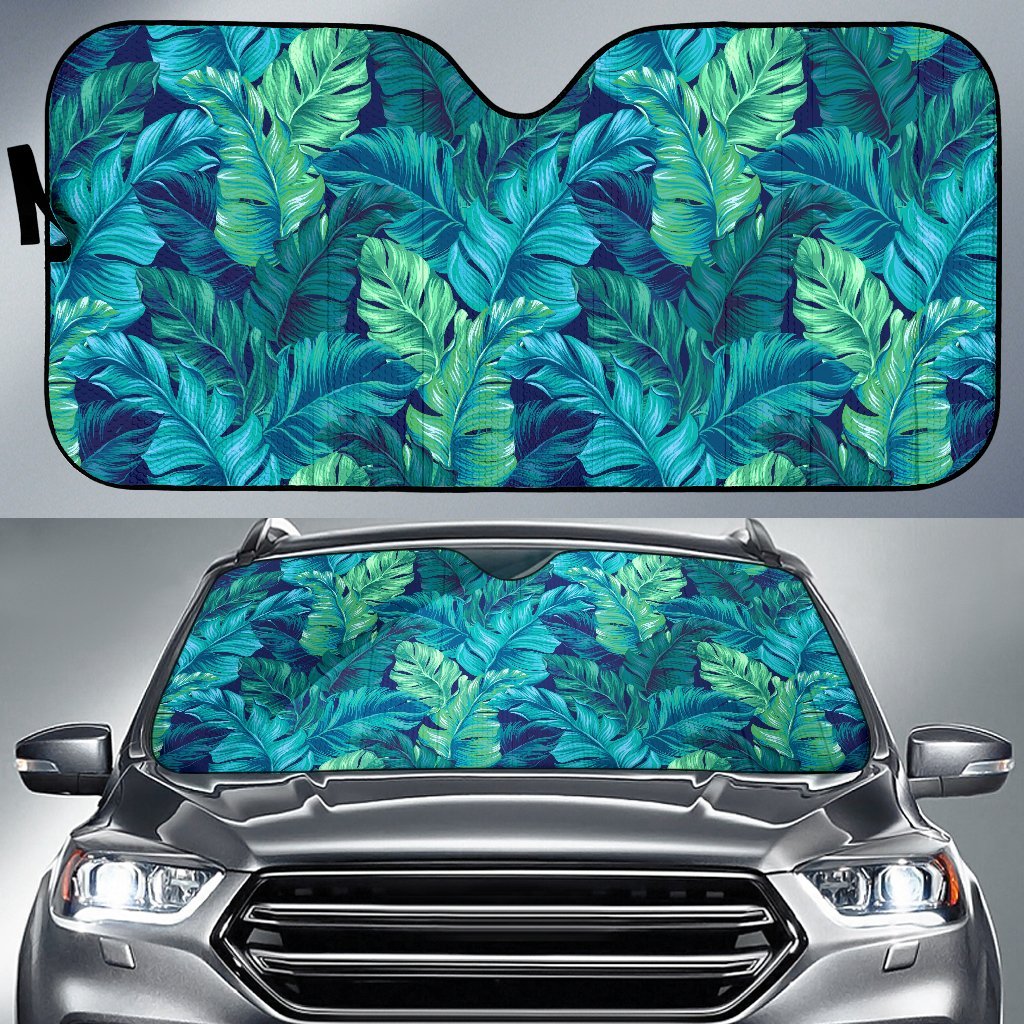 Hawaiian Tropical Palm Leaves Pattern Print Car Sun Shade-grizzshop