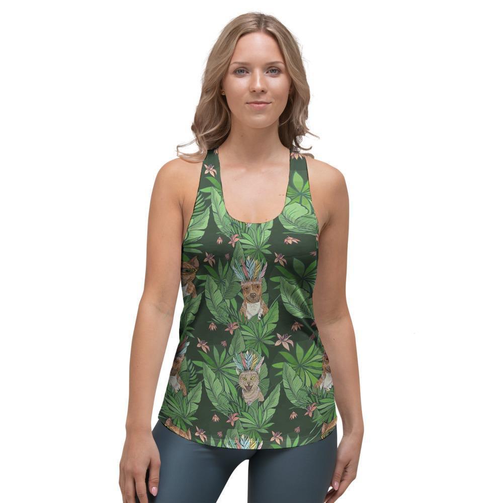 Hawaiian Tropical Pitbull Women's Racerback Tank Top-grizzshop