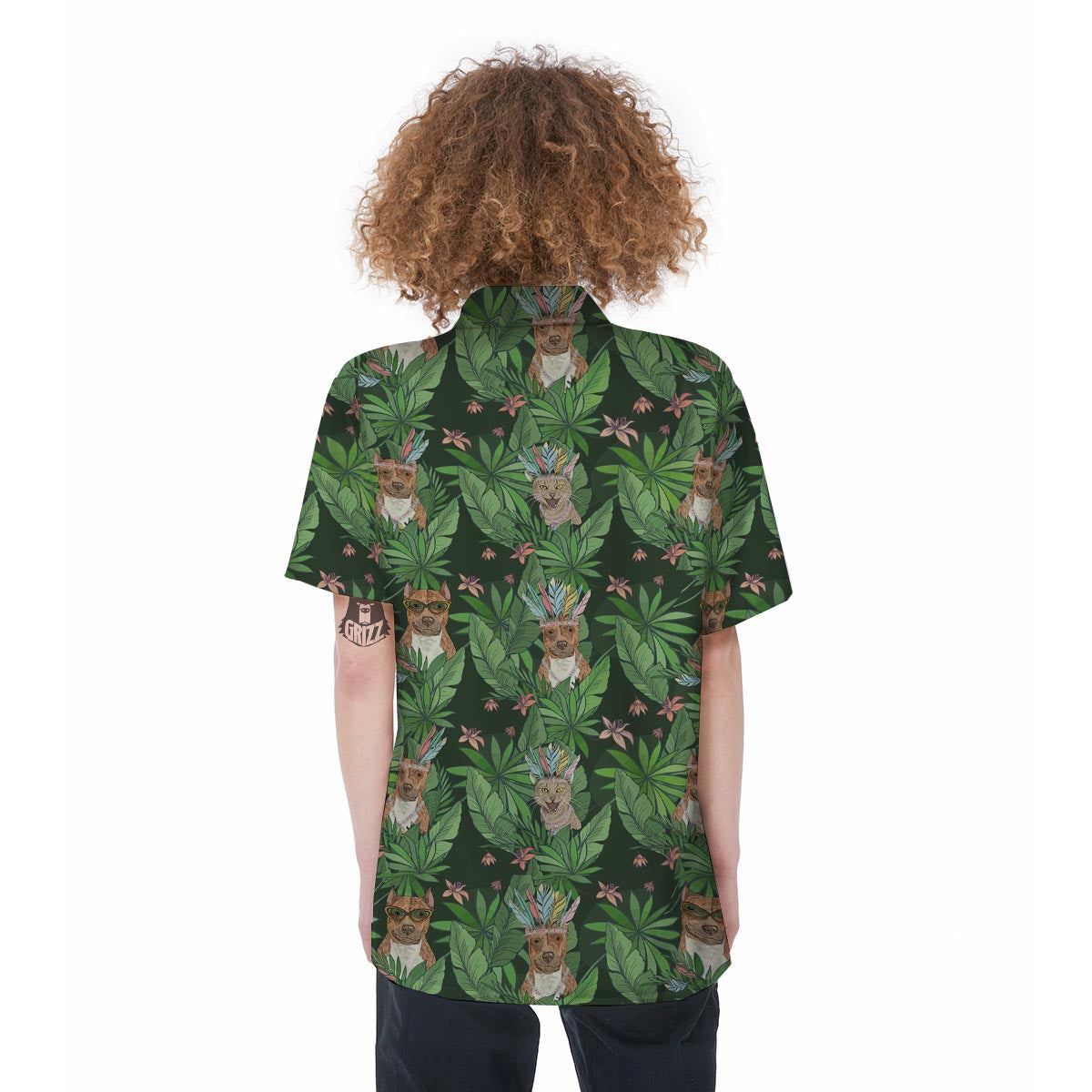 Hawaiian Tropical Pitbull Women's Short Sleeve Shirts-grizzshop