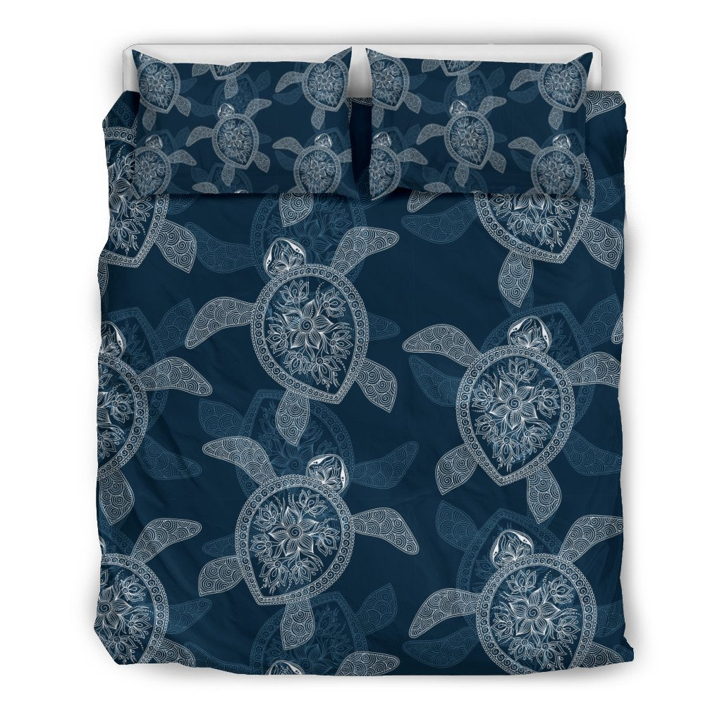 Hawaiian Blue Sea Turtle Pattern Print Duvet Cover Bedding Set-grizzshop