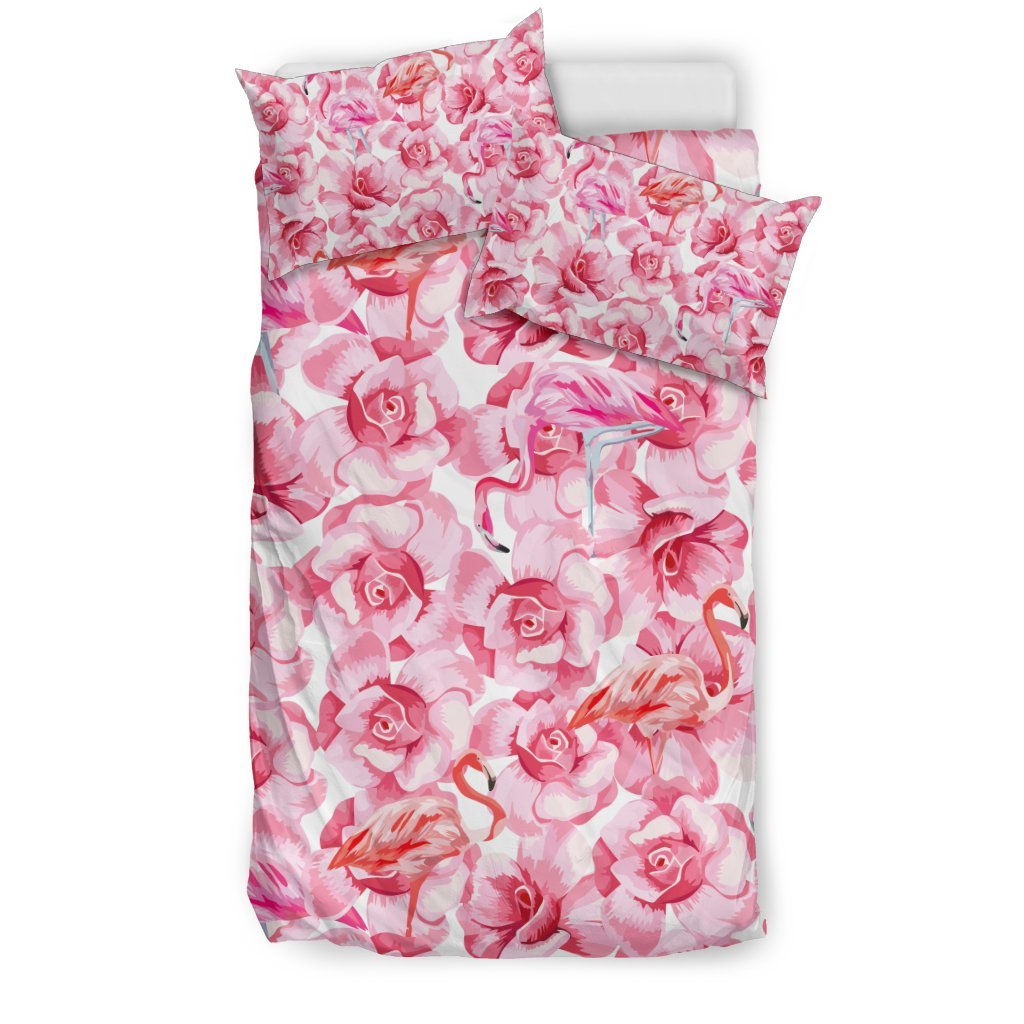 Hawaiian Tropical Flamingo Floral Pattern Print Duvet Cover Bedding Set-grizzshop