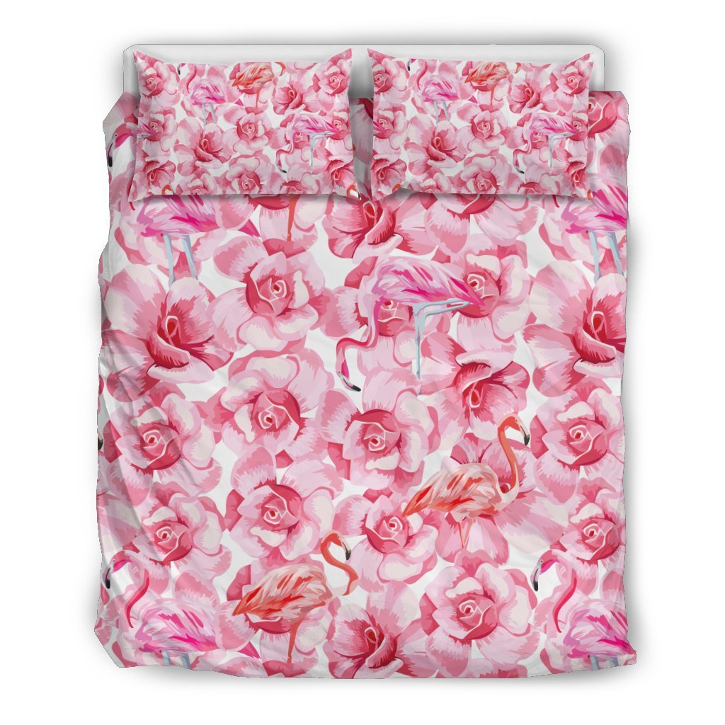 Hawaiian Tropical Flamingo Floral Pattern Print Duvet Cover Bedding Set-grizzshop