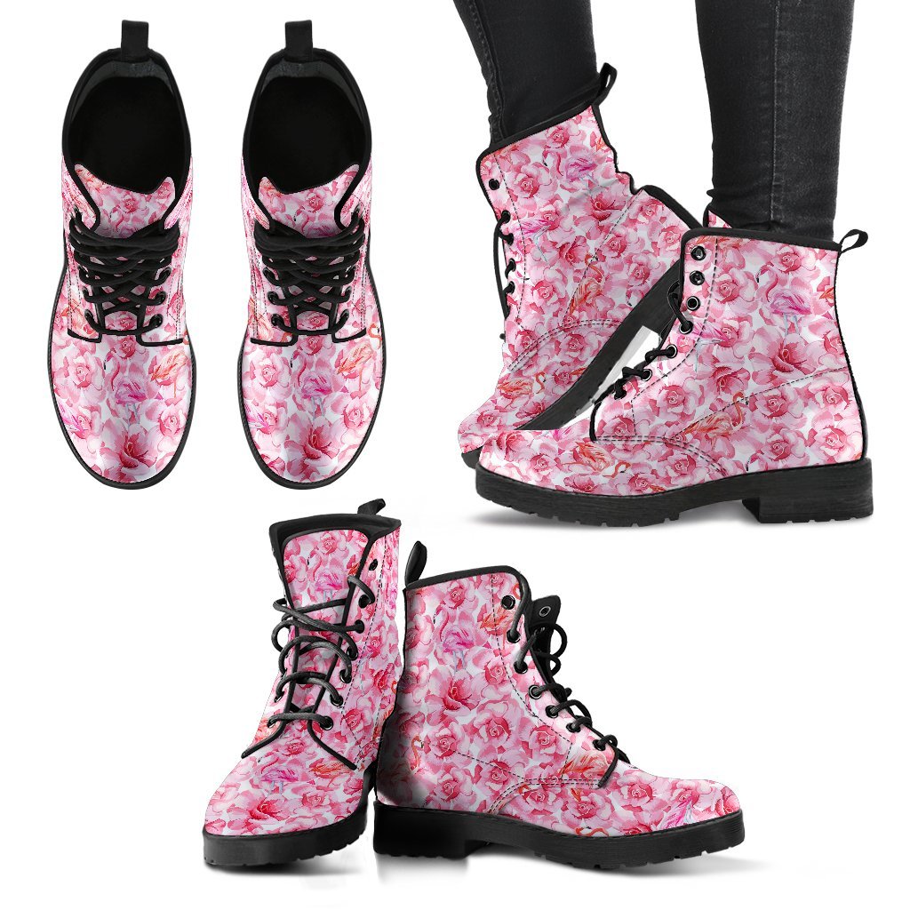 Hawaiian Tropical Flamingo Floral Pattern Print Men Women Leather Boots-grizzshop