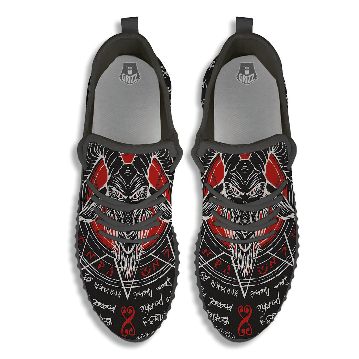 Head Of a Horned Goat Print Black Walking Shoes-grizzshop