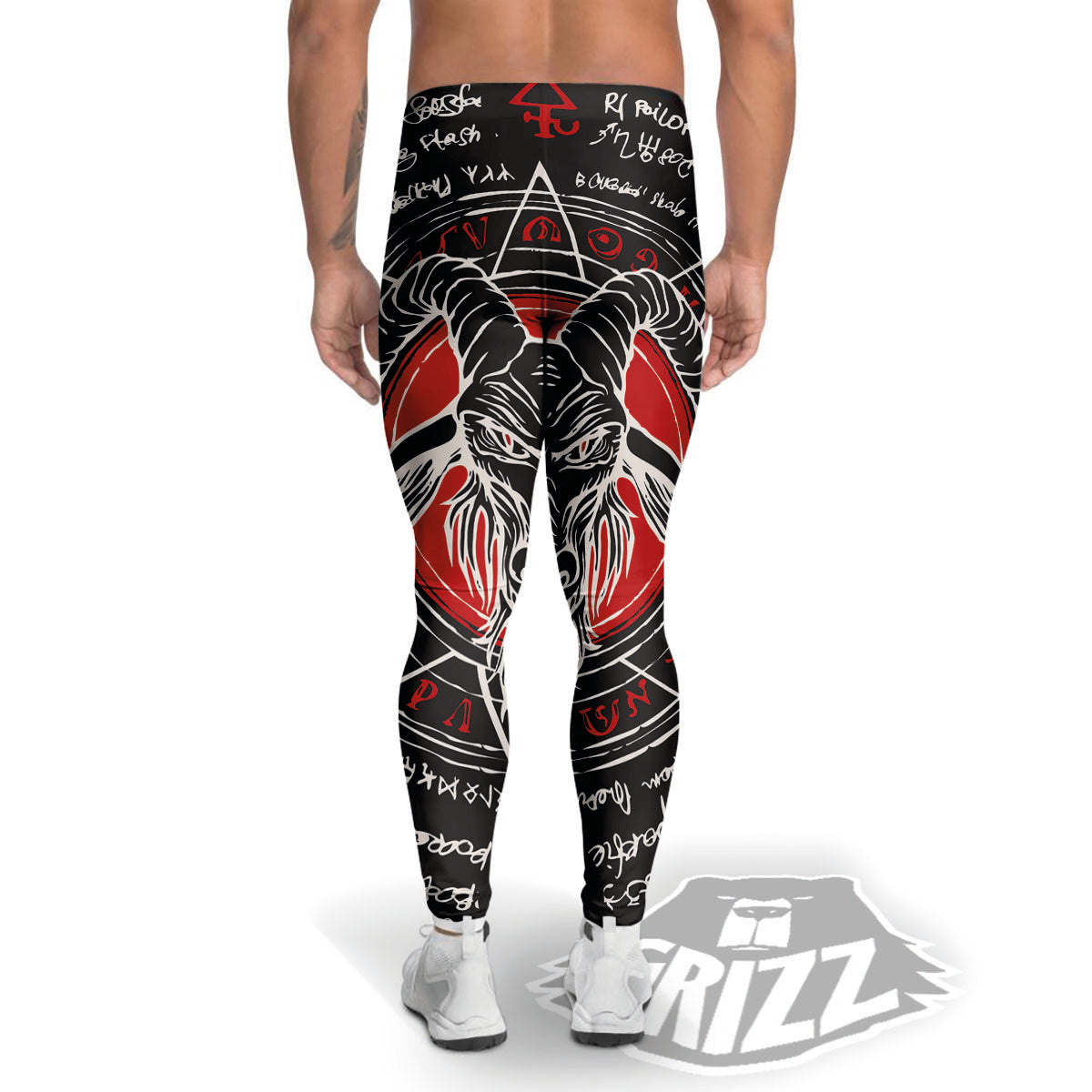 Head Of a Horned Goat Print Men's Leggings-grizzshop