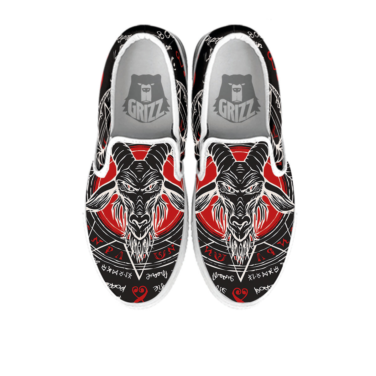 Head Of a Horned Goat Print White Slip On Shoes-grizzshop