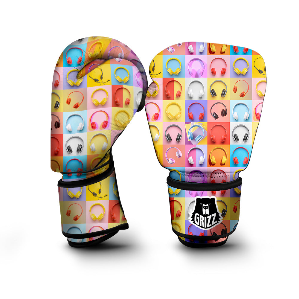 Headphones Pastel Print Pattern Boxing Gloves-grizzshop