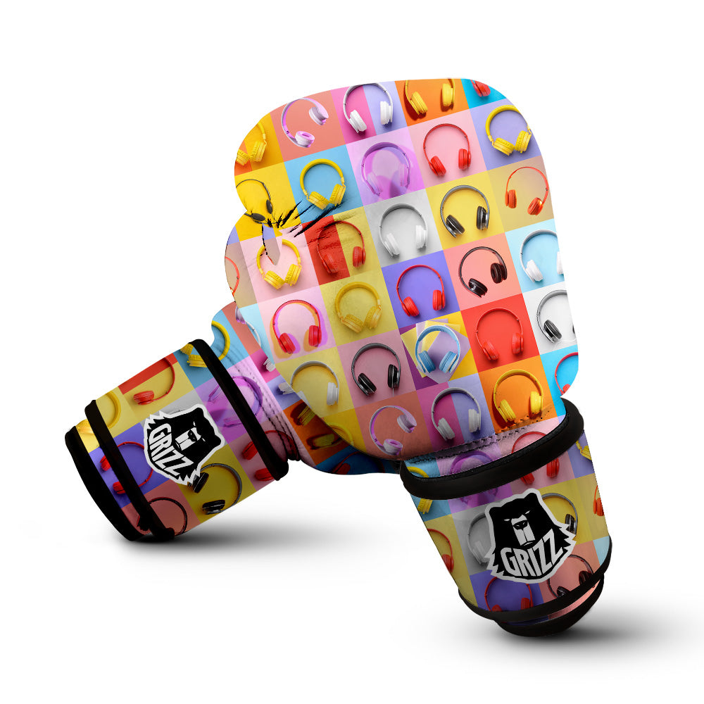 Headphones Pastel Print Pattern Boxing Gloves-grizzshop