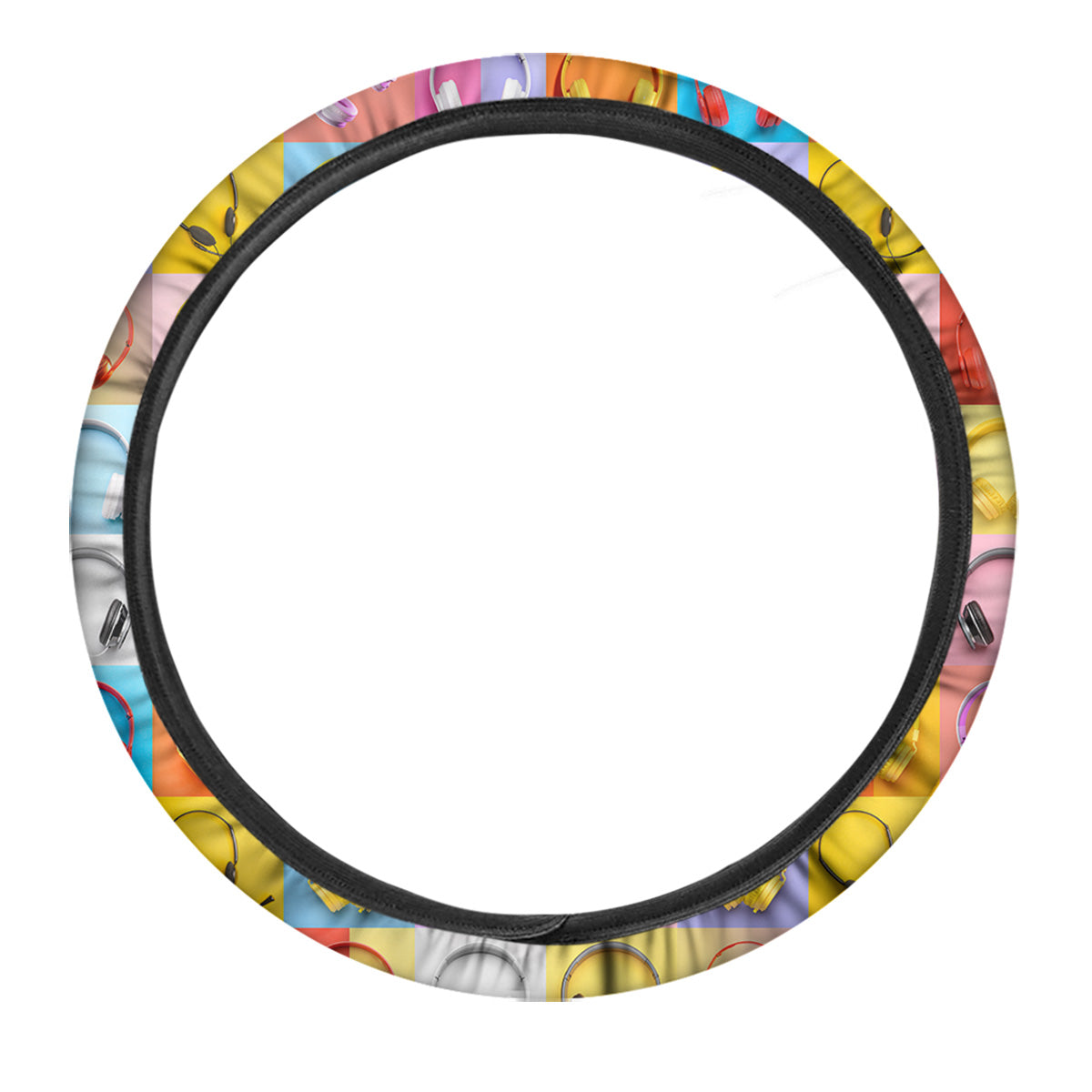 Headphones Pastel Print Pattern Car Steering Wheel Cover-grizzshop