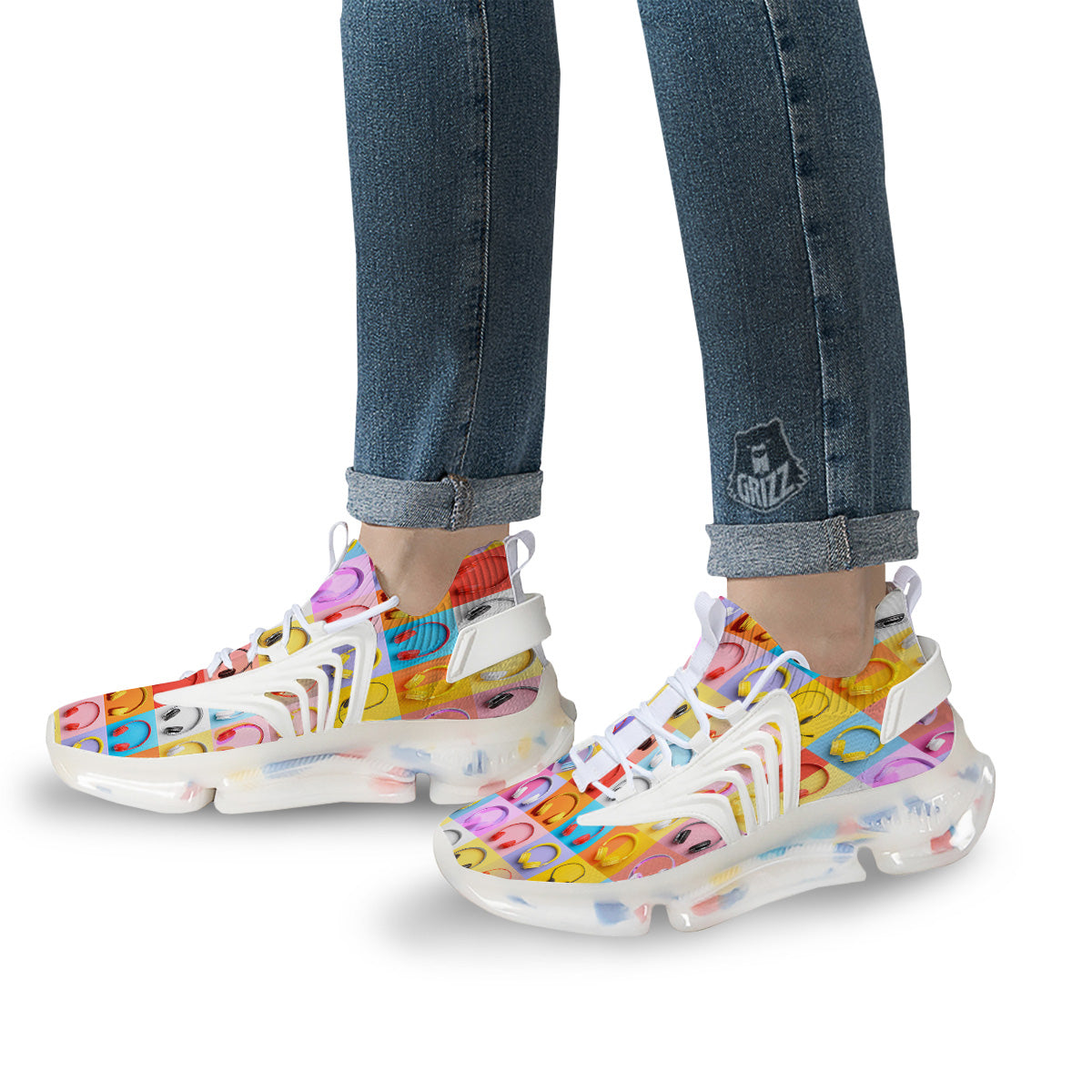 Headphones Pastel Print Pattern White Gym Shoes-grizzshop