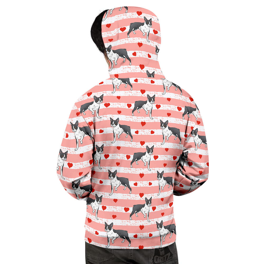 Heart And Boston Terrier Print Pattern Men's Hoodie-grizzshop