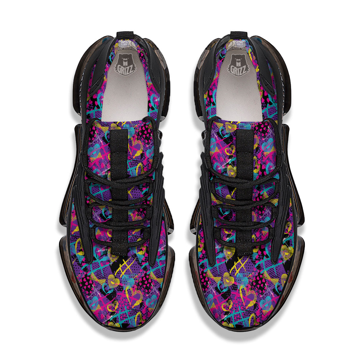 Heart Graffiti Print Pattern Black Gym Shoes-grizzshop