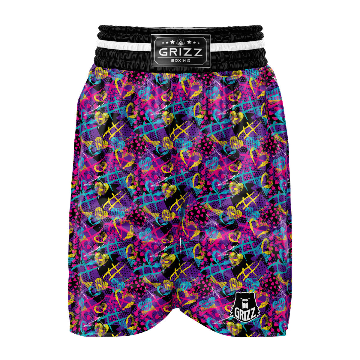 Heart Graffiti Print Pattern Boxing Shorts-grizzshop