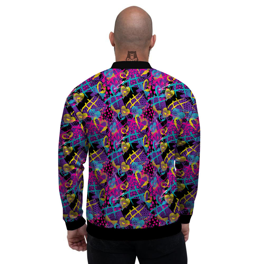 Heart Graffiti Print Pattern Men's Bomber Jacket-grizzshop