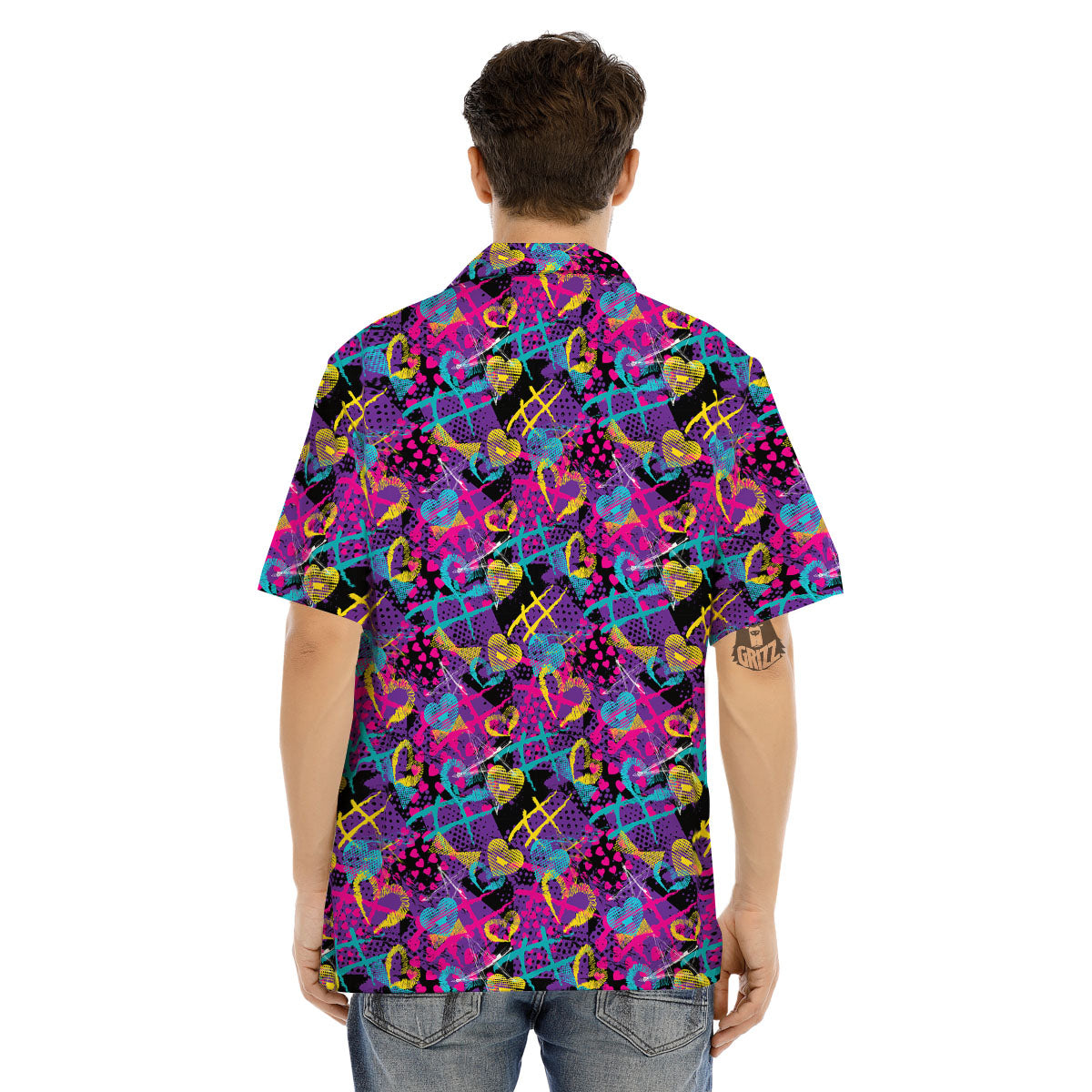 Heart Graffiti Print Pattern Men's Hawaiian Shirt-grizzshop