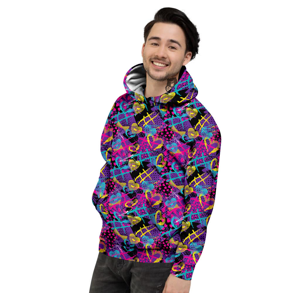 Heart Graffiti Print Pattern Men's Hoodie-grizzshop