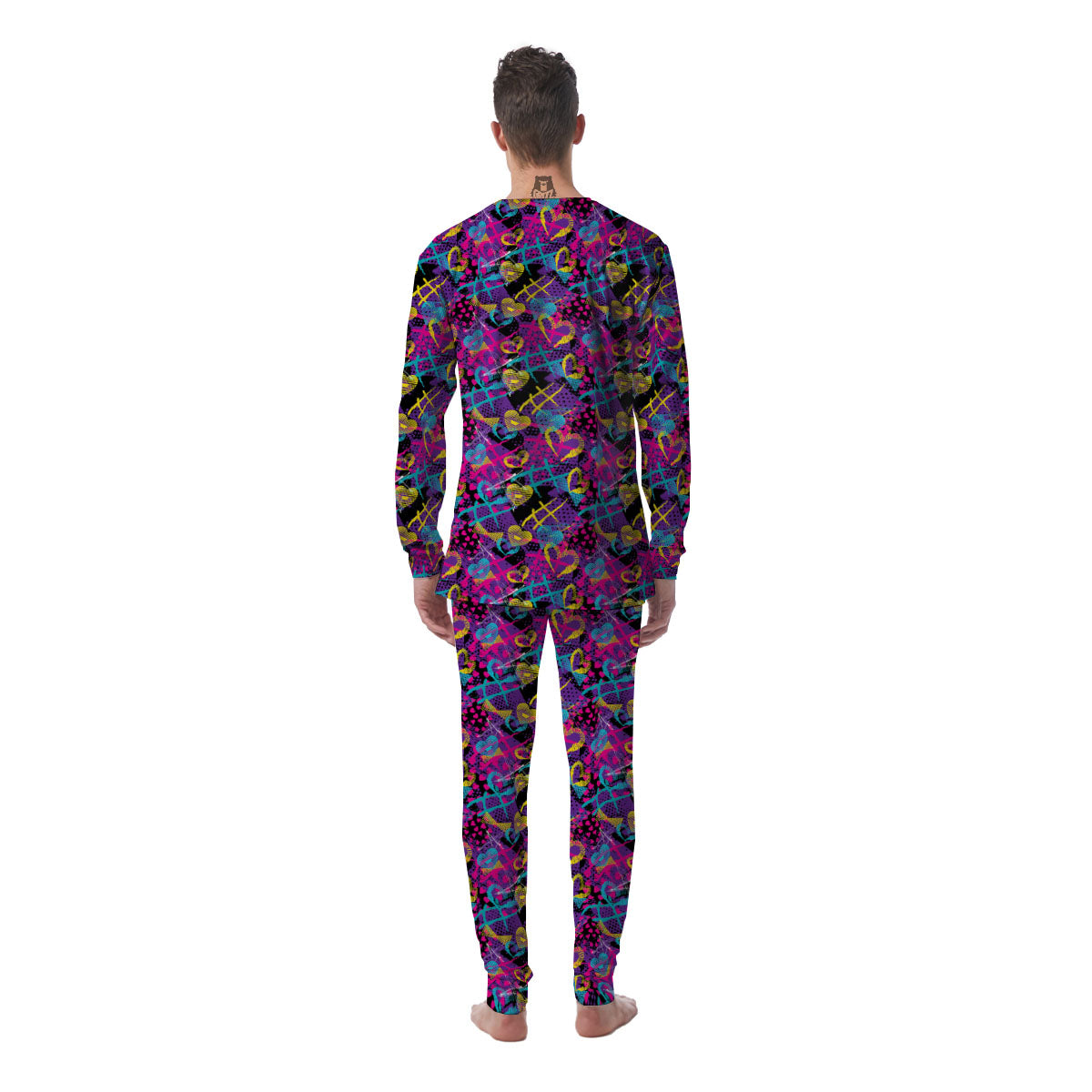 Heart Graffiti Print Pattern Men's Pajamas-grizzshop