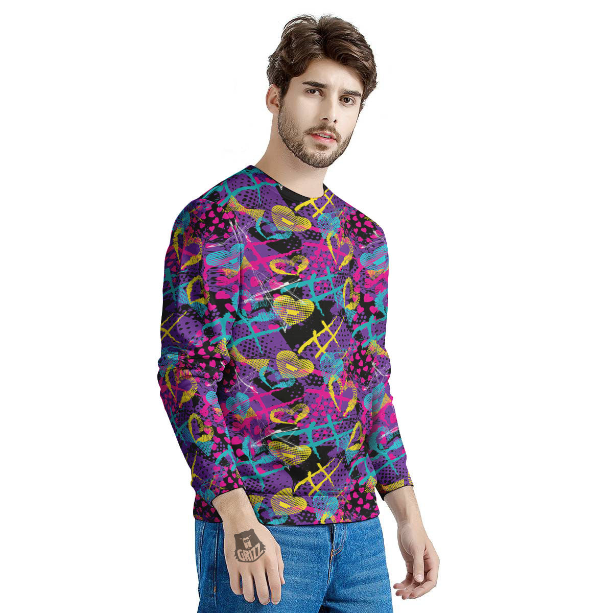 Heart Graffiti Print Pattern Men's Sweatshirt-grizzshop