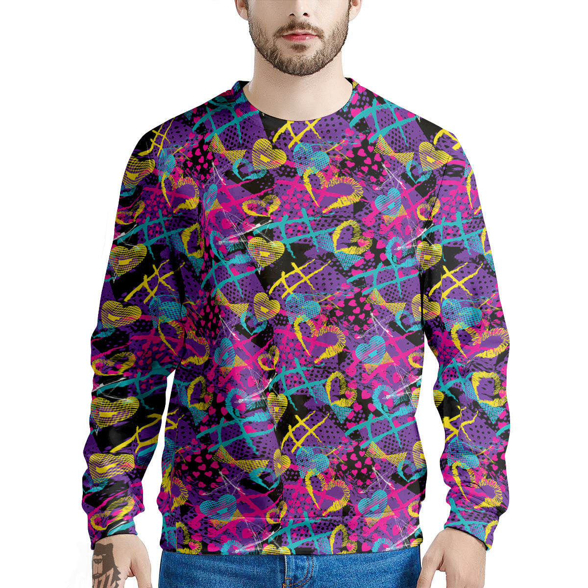 Heart Graffiti Print Pattern Men's Sweatshirt-grizzshop