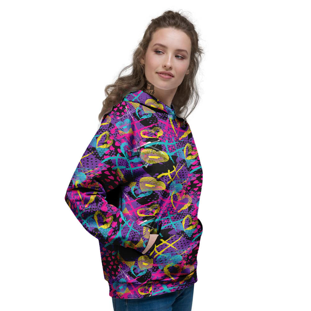 Heart Graffiti Print Pattern Women's Hoodie-grizzshop