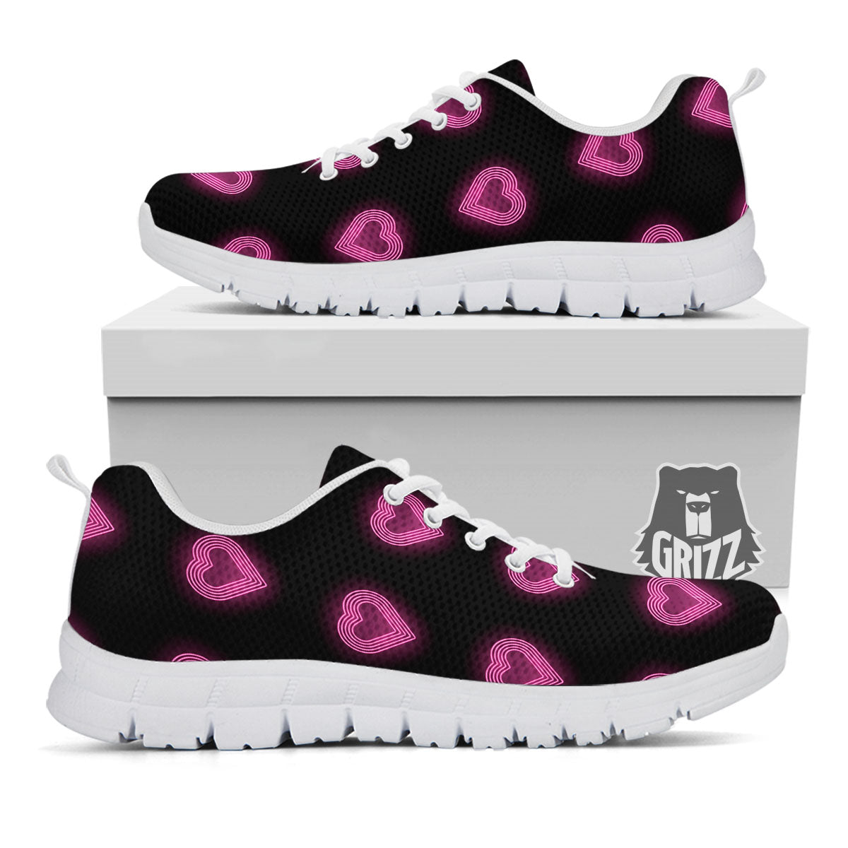 Heart Lights Print Pattern White Sneaker-grizzshop