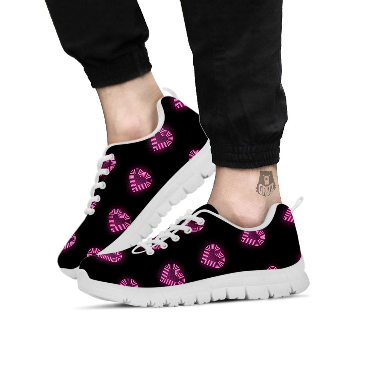 Heart Lights Print Pattern White Sneaker-grizzshop