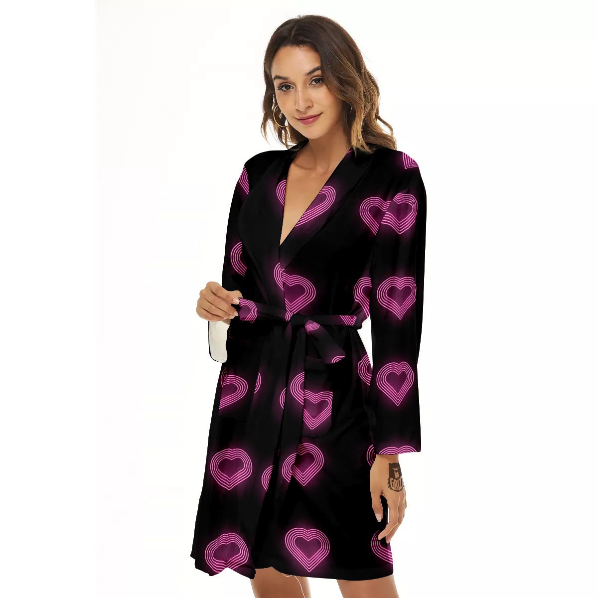 Heart Lights Print Pattern Women's Robe-grizzshop